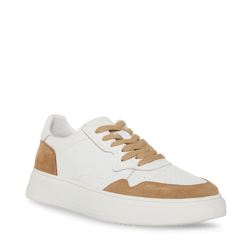 Zapatillas Steve Madden Jorgee Gamuza Hombre Blancas Marrones | ES HOE4S3